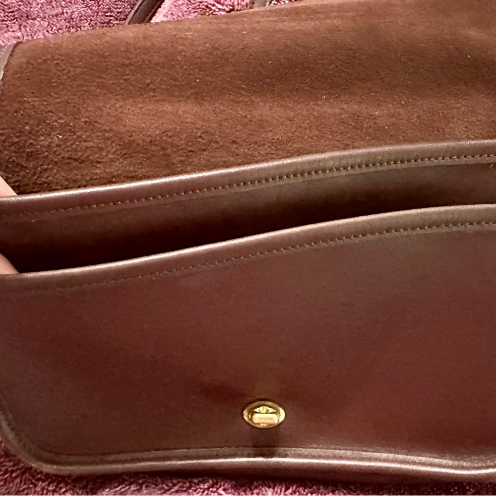 Coach Brown Leather Crossbody Satchel with Gold-Tone Hardware - Picture 9 of 9